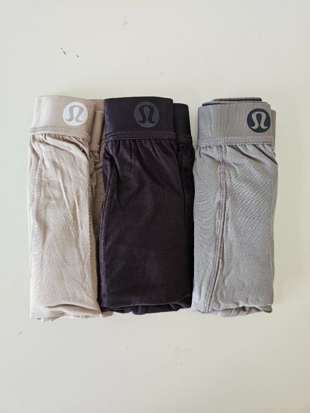 NIB LULULEMON Beige Brown Ash Gray Always In Motion Boxer Brief 3" XXL 3-Pack
